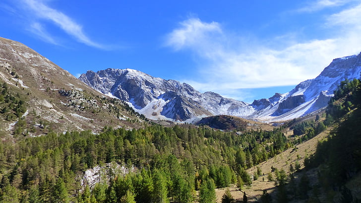 пейзаж, природата, планински, Алпи, сняг, Есен, Hautes alpes