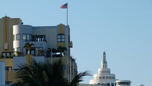 Miami, Playa, edificio, arquitectura, la Florida, Bandera, Estados Unidos