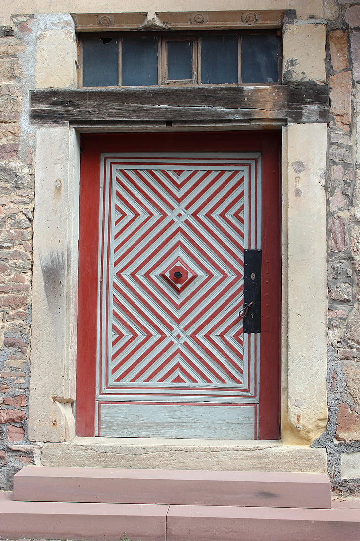 pintu, lama, kayu, pintu masuk rumah, pintu tua, lukisan, ditutup