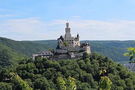 Mark castle, Braubach, Rhine, pohon, pemandangan, alam, langit
