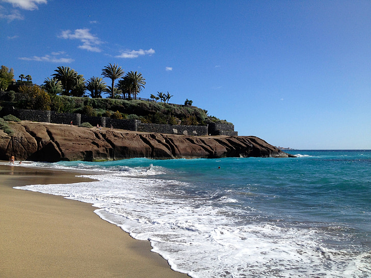 Tenerife, Atlantische, zee, strand, blauw, water, golven