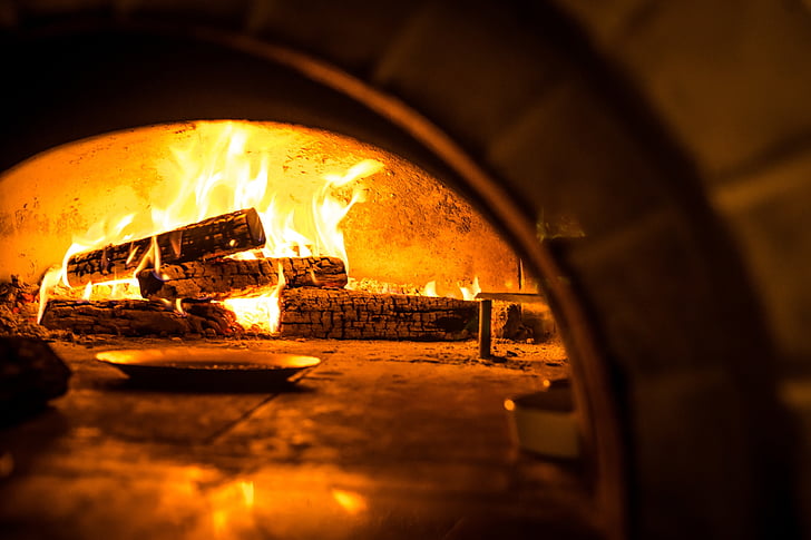 fire, wood fired oven, oven, hot, flame, stove, restaurant