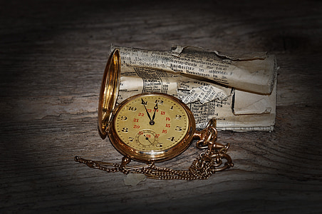 clock, pocket watch, clock face, time of, jewellery, gold, newspaper