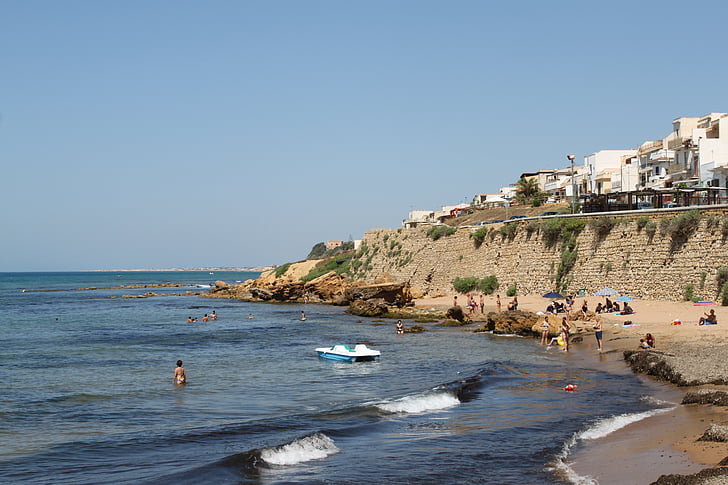 bờ biển, Sicily, nhìn ra biển, ý