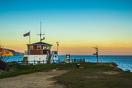 swanage, the coast guard, in the evening, ocean