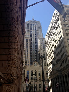 Chicago, byggnader, skyskrapor, Downtown, Lasalle, Kommerskollegium, stadsbild
