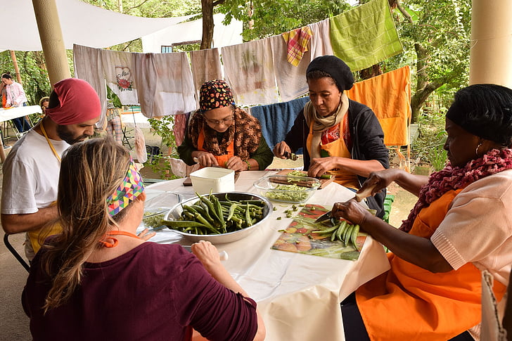 그룹, permaculture, 자원 봉사, 음식, 오렌지, 자연, 원시