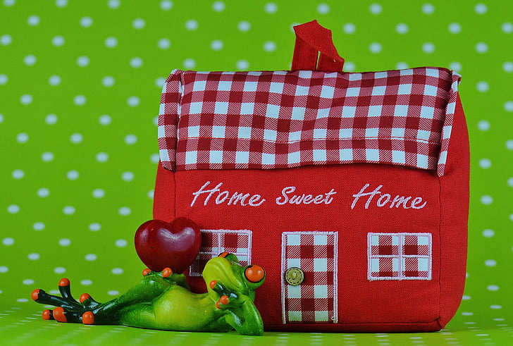 domov, žaba, srce, doma, tkanine, dekoracija, doorstop