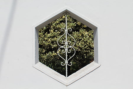 hexagon, fereastra, perete, decor