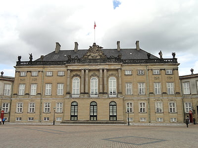 amalienborg, palace, copenhagen, denmark, front, royal, building