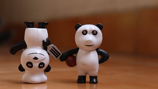 vriendschap, Panda, Gelukkig, teken, vrolijke, geluk, schattig