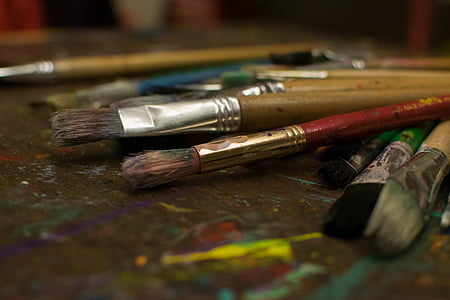 pensel, konst, färg, färgglada, målare, konsistens, konstnär