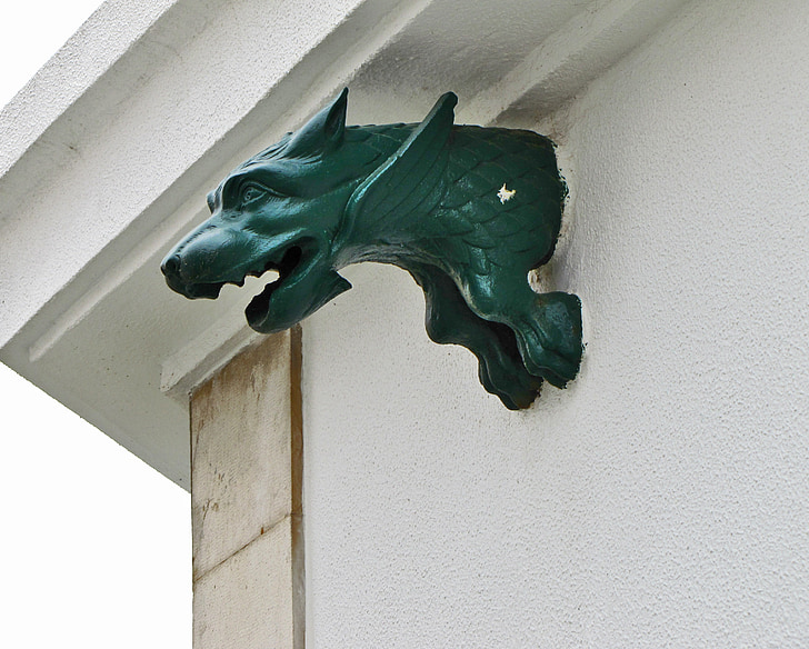 chimera, sculpture, dragon, head, bronze, decorative, the façade of the