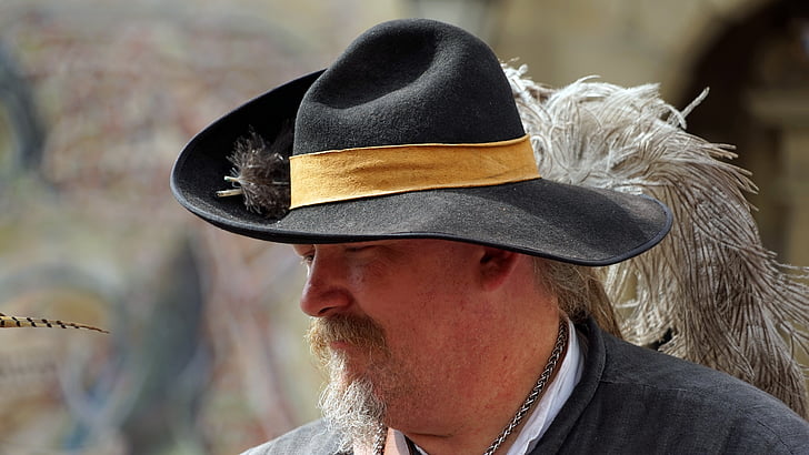 ο άνθρωπος, του Μεσαίωνα, καπέλο, ιστορικά, landsknecht, κοστούμι, headshot
