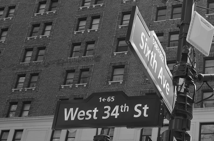 corner, crossroads, plate, street, new york, street sign