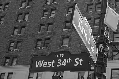 cantonada, cruïlla, placa, carrer, Nova york, signe del carrer