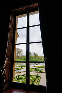 Chateau, Chantilly, Francja, Pikardia, okno, Architektura