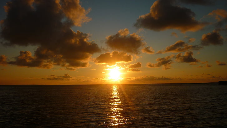 sunset, sea, landscape