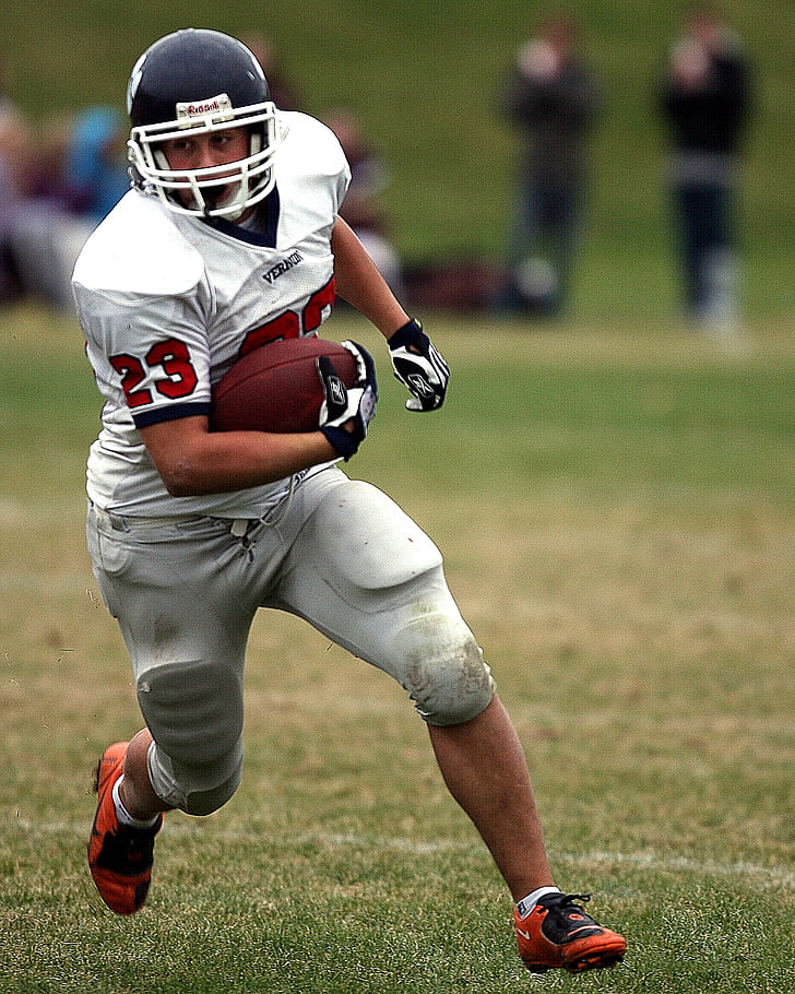 football, running back, ball carrier, ball, sport, action, competition