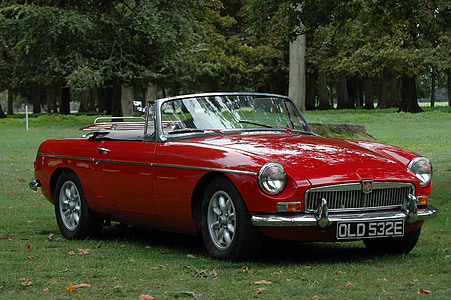 oldtimer, mg, old car, automotive, red, sports car, england