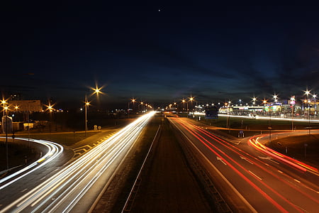 fotografija, prelaz, cesti, avtoceste, luči, delovnih mest svetilka, temno