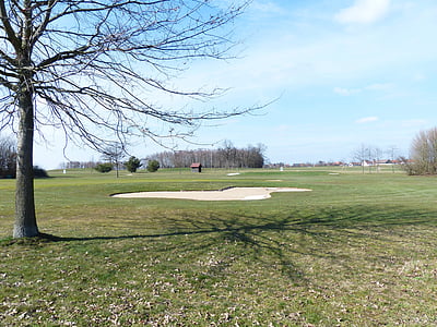 teren za golf, zelene površine, bunker, pijesak, teren, teren sportski objekat