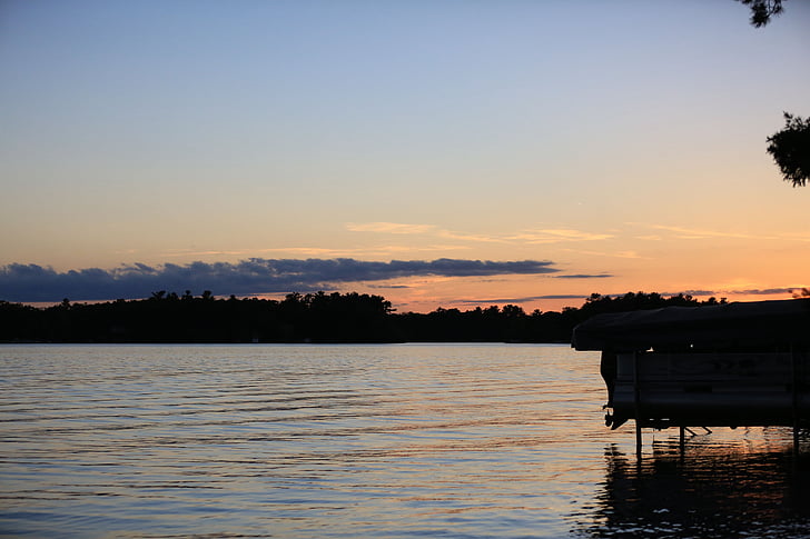 Lake, Chetek, Wi, zonsondergang, natuur, reflectie, schemering