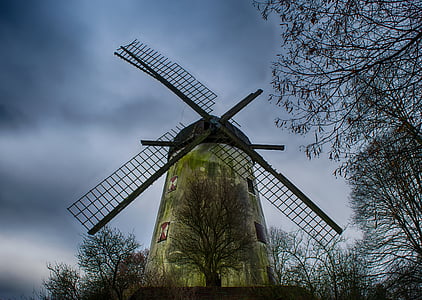 mill, wind, windmill, grind, wing, old, lost places