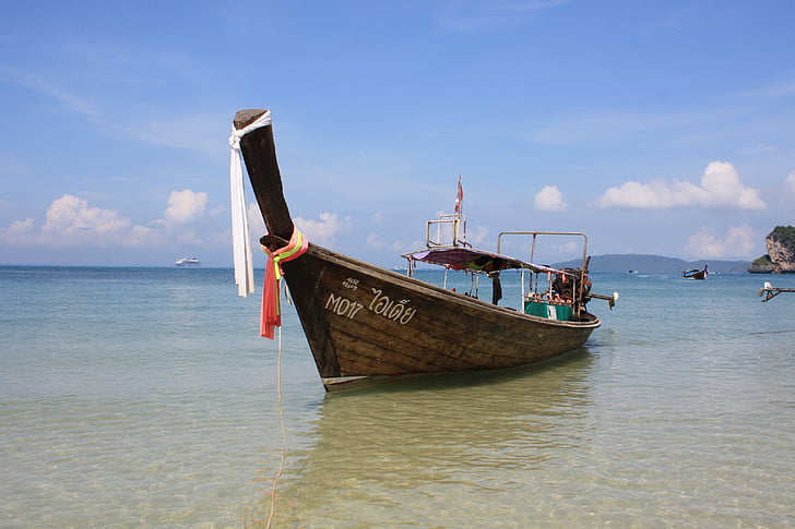 Thailand, Longtail, båt, havet, Tropical, ön, Thai