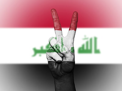 Irak, paix, main, nation, arrière-plan, bannière, couleurs