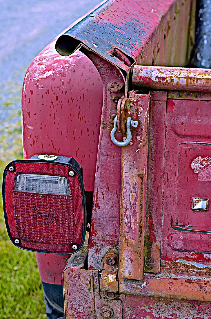 stari, rdeča, tovornjak, luč, vozila, Vintage, avtomobil