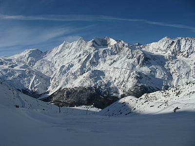 Швейцария, зимни спортове, планини, сняг, пейзаж