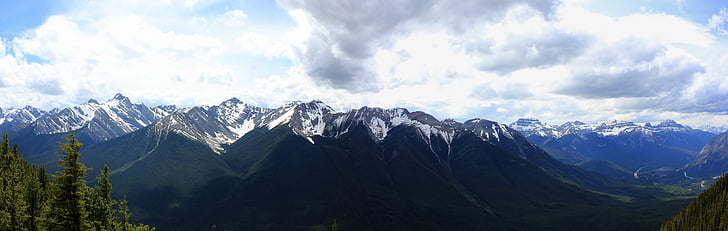พาโนรามา, ภูเขา, ภูมิทัศน์, แคนาดา, แบมฟ์, ภูเขาหิน, ธรรมชาติ