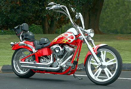 motorcykel, chopper, skinnende, ren, dæk, Chrome, cykel