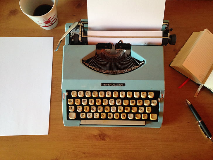 mašīnu rakstiski, Lodīšu pildspalva, rakstiski, biroja, vecais, rakstāmmašīnas, vecmodīgs