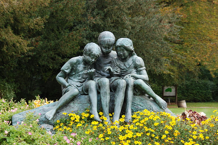bambini, immagine, Statua, in ottone, arte, opera d'arte, Malmedy