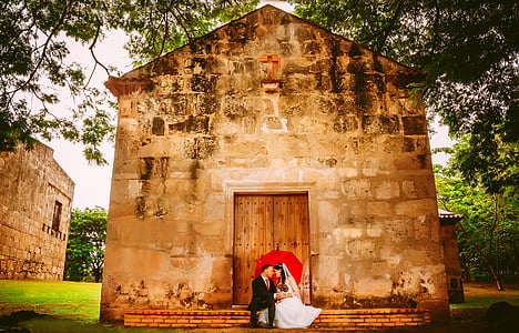 bröllop, hästskötare, omfamnar varandra, Kyss, emgombe, Republiken, Dominikanska kyss