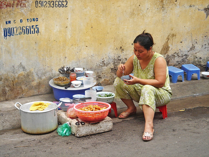 street, vendor, sell, porridge, stall, food, morning