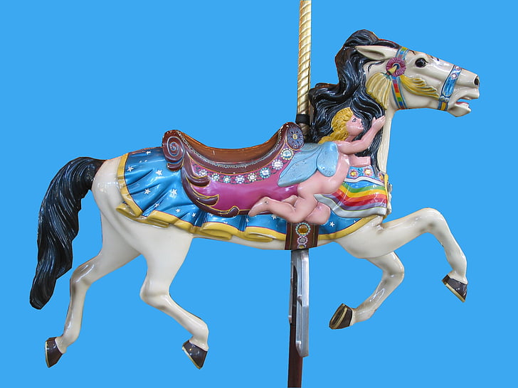horse, wooden, carousel, retro, nostalgic, merry-go-round, vintage