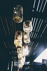 灯具, 灯笼, 照明, 设计, 眼镜, 罐子里, 灯泡