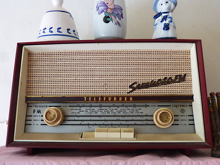 라디오, 오래 된, 빈티지, 수용 체, telefunken, 밸브 내에서