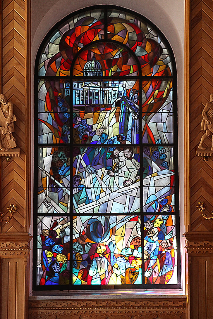 stained glass window, window, glass, pallottine church, pane, sacred, scene