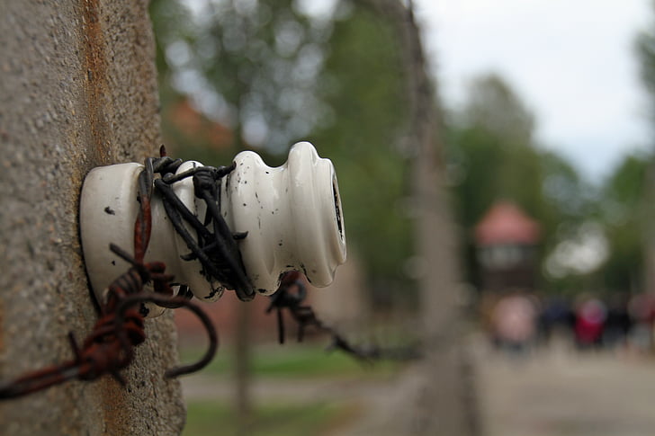 Auschwitz, Polen, krigen, Camp, gjerdet, inngangen, minnesmerke