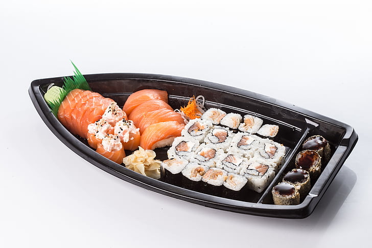 sushi, japanese food, salmon