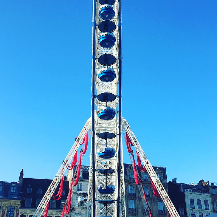 rotella di Ferris, Lille, Manege, Natale, architettura, scena urbana, posto famoso