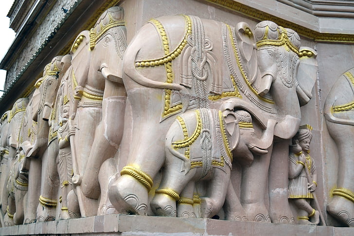 elefants, edifici, antic edifici, color d'or, Sandàlia