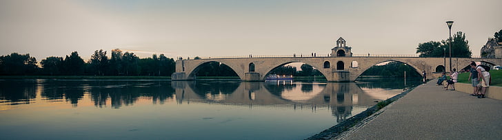híd, Rhone folyó, építészet, városi, táj, utca-és városrészlet, víz