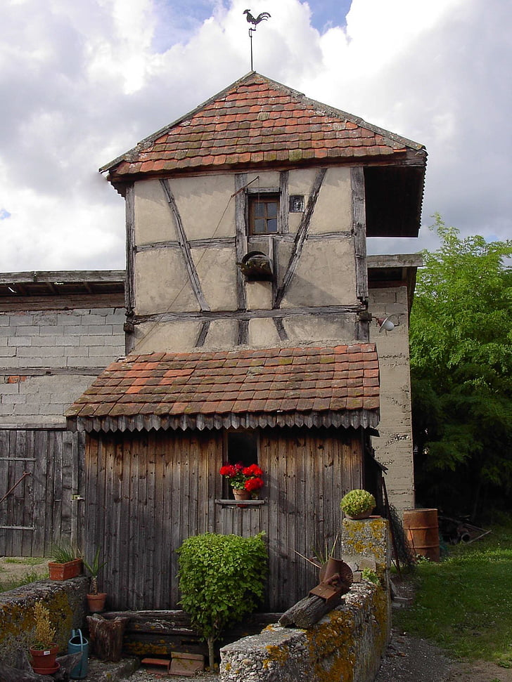 pigeon loft, alsace, france, village, roggenhouse, heritage, stud