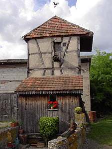 kyyhkysen parvi, Alsace, Ranska, Village, roggenhouse, Heritage, Stud
