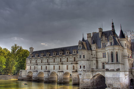hrad, Chenonceau, řeka, Cher, Loire, Francie, orientační bod